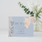 Dusty Blue Peach BOHO Wedding Save the Dates (Stehend Vorderseite)