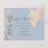 Dusty Blue Peach BOHO Wedding Save the Dates (Vorderseite)
