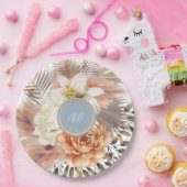 Dusty Blue Peach Floral Wedding Pappteller (Party)