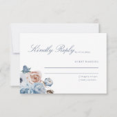 Dusty Blue & Peach Floral Wedding RSVP Card Karte (Vorderseite)