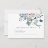 Dusty Blue & Peach Floral Wedding RSVP Card Karte (Rückseite)