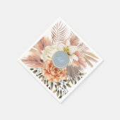 Dusty Blue Peach Floral Wedding Serviette (Ecke)