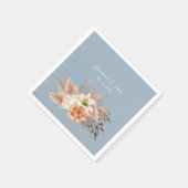 Dusty Blue Peach Floral Wedding Serviette (Ecke)