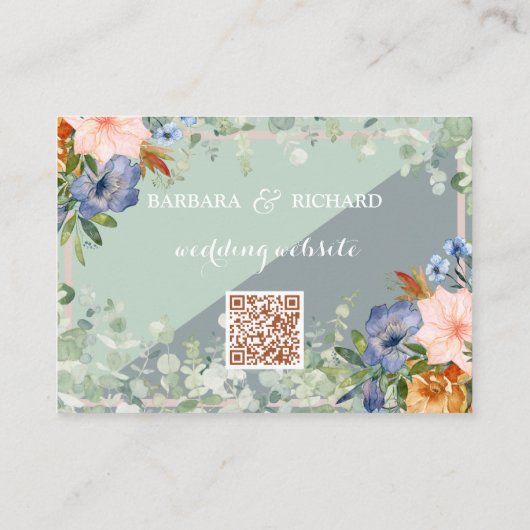 Dusty Blue Peach Green Wedding Begleitkarte (Rückseite)