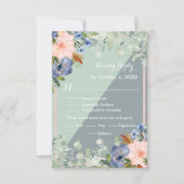 Dusty Blue Peach Green Wedding RSVP Karte (Vorderseite)