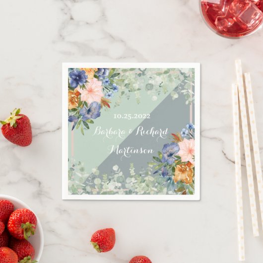 Dusty Blue Peach Green Wedding Serviette (Beispiel)