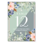 Dusty Blue Peach Green Wedding Tischnummer (Rückseite)