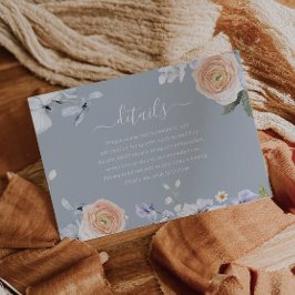 Dusty Blue & Peach Modern Wedding Details Begleitkarte