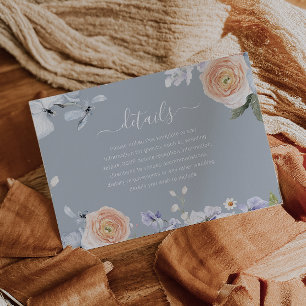 Dusty Blue & Peach Modern Wedding Details Begleitkarte