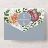 Dusty Blue Peach Pink Foto Hochzeit Einladung (Rückseite)