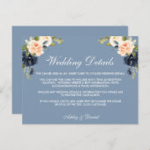 Dusty Blue Peach Wedding Details Beilage Karte (Vorne/Hinten)