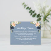 Dusty Blue Peach Wedding Details Beilage Karte (Stehend Vorderseite)