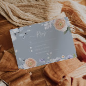 Dusty Blue & Peach Wedding Response RSVP Card