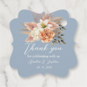 Dusty Blue Peach Wedding Vielen Dank Geschenkanhänger (Rückseite)