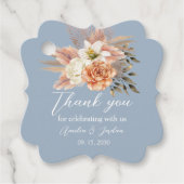 Dusty Blue Peach Wedding Vielen Dank Geschenkanhänger (Vorderseite)