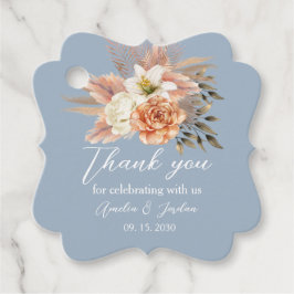 Dusty Blue Peach Wedding Vielen Dank Geschenkanhänger