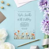 Dusty Blue Peach Wildblumen 40. Acryleinladungen (In Situ (Hochzeit))