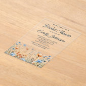Dusty Blue Peach Wildblumen Brautparty Acryleinladungen (Ablage )