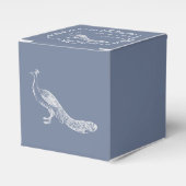 Dusty Blue Peacock Blüh Gastgeschenk Hochzeit Box Geschenkschachtel (Vorderseite)