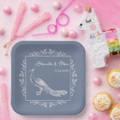 Dusty Blue Peacock Blüh Polterabend Pappteller (Party)