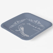 Dusty Blue Peacock Blüh Polterabend Pappteller (Gewinkelt)