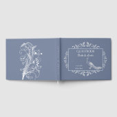 Dusty Blue Peacock Blüh Wedding Guest Book Gästebuch (Voll)