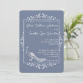 Dusty Blue Peacock Blühe Einladung zur Hochzeit (Stehend Vorderseite)