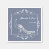 Dusty Blue Peacock Blühend Brautparty Napkins Serviette (Vorderseite)