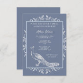 Dusty Blue Peacock Geblüht Brautparty Einladung (Vorne/Hinten)