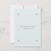 Dusty Blue Pearl Christian Wedding RSVP Card (Rückseite)