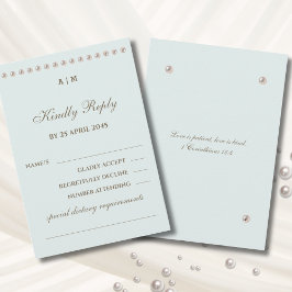 Dusty Blue Pearl Christian Wedding RSVP Card  Karte
