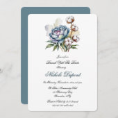 Dusty Blue Peony and Cotton Lunch With The Bride Einladung (Vorne/Hinten)