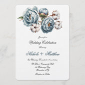 Dusty Blue Peony and Cotton Wedding Celebration Einladung (Vorderseite)