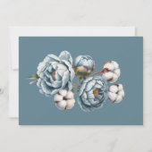 Dusty Blue Peony and Cotton Wedding Save The Date (Rückseite)