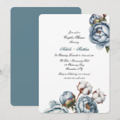 Dusty Blue Peony and Cotton Wedding Shower Einladung (Vorne/Hinten)