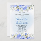 Dusty Blue Peony Blossom Bridesmaids Luncheon Einladung (Vorderseite)