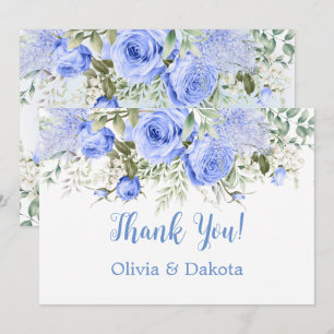 Dusty Blue Peony Blossom Chic Dankeskarten Einladung