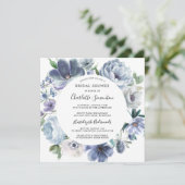Dusty Blue Peony Floral Brautparty Square Einladung (Stehend Vorderseite)