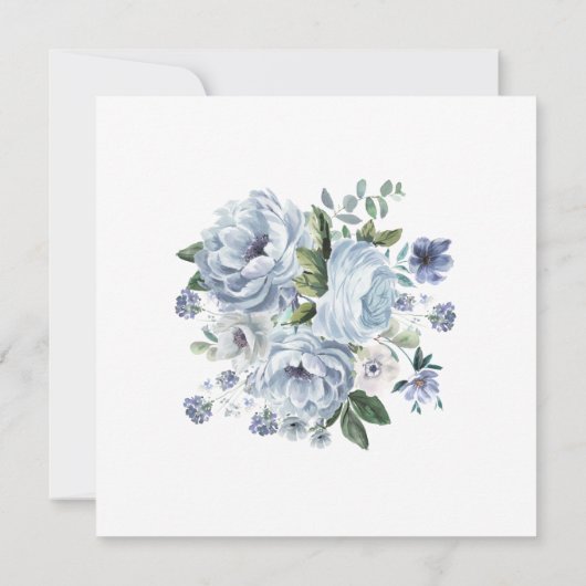 Dusty Blue Peony Floral Brautparty Square Einladung (Rückseite)