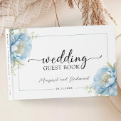 Dusty Blue Peony Floral Wedding Gästebuch