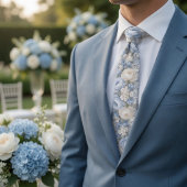 Dusty Blue Peony Floral Wedding Krawatte