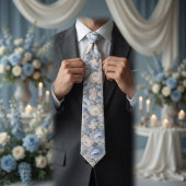 Dusty Blue Peony Floral Wedding Krawatte
