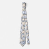 Dusty Blue Peony Floral Wedding Krawatte (Vorderseite)