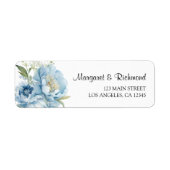 Dusty Blue Peony Floral Wedding Rücksendeadresse (Vorne)