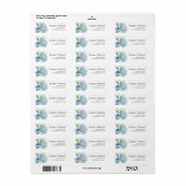 Dusty Blue Peony Floral Wedding Rücksendeadresse (Vorne)