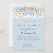 Dusty Blue Peony Hydrangea Brautparty Einladung (Vorderseite)