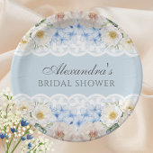 Dusty Blue Peony Hydrangea Brautparty Pappteller