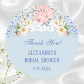 Dusty Blue Peony Hydrangea Brautparty Vielen Dank Runder Aufkleber