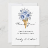 Dusty Blue Peony Ice Cream Cone Vielen Dank Karten (Vorderseite)