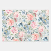Dusty Blue Peony & Pink Roses Garden Geschenkpapier Set (Vorderseite)